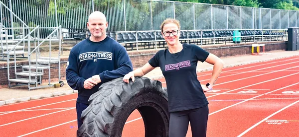 Personal Trainers, Artur and Marta, of Reach4Fitness at Tooting Athletics Track